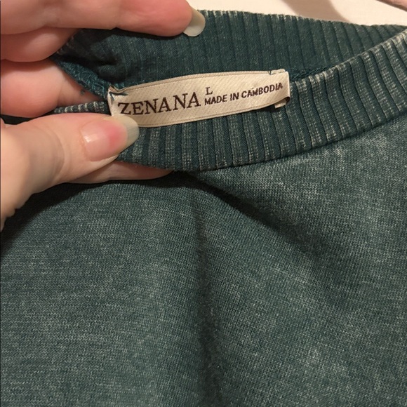 Zenana Outfitters Deep Green Crew Neck Sweatshirt - Picture 2 of 6
